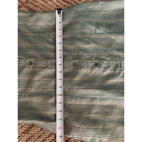 Green and Bronze Short sleeve midi Dress Button Front Casual Retro MCM - Picture 6 of 8